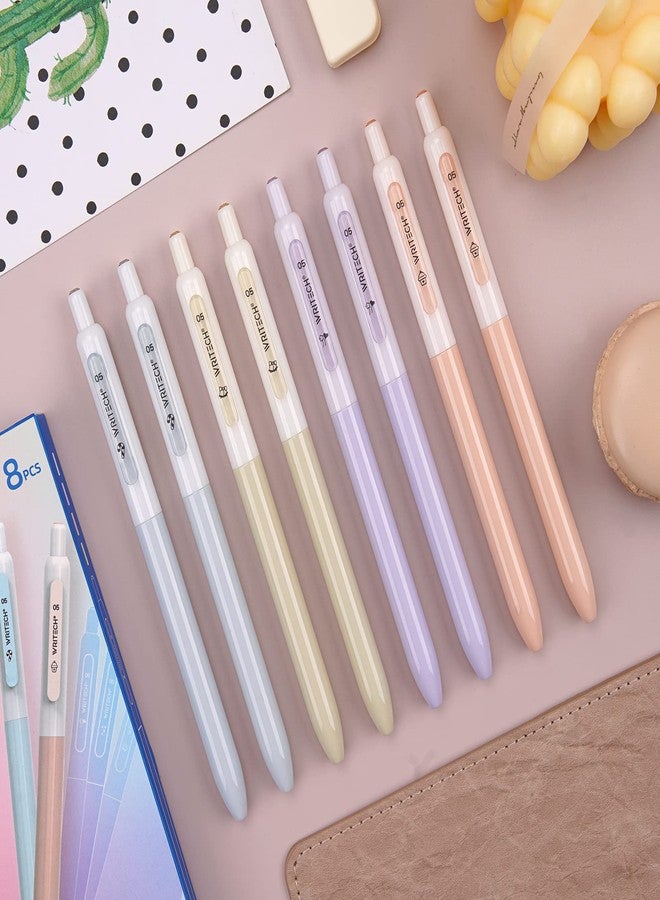 WRITECH أقلام جل WRITECH برأس رفيع: 0.5 مم، صامتة وقابلة للسحب، رأس إبرة رفيع للغاية، مجموعة أقلام كتابة سلسة، لا تلطخ، حبر أسود كبير، قلم ضغط، لا يتسرب، 8 أقلام، للكتابة اليومية والرسم والتخطيط وتدوين الملاحظات. - Image 2